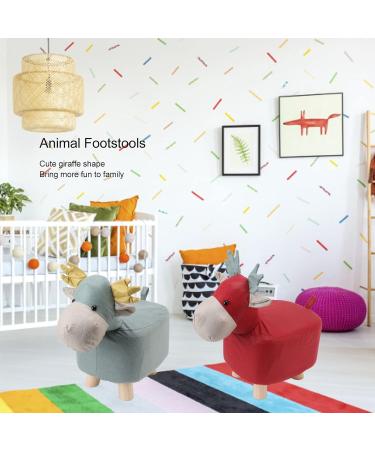 TOPINCN Giraffe Animal Shaped Footstool for Kids - Non-Slip Wooden Legs Blue - Buy Online on GoSupps.com