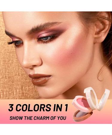U-Shinein 3-in-1 Makeup Palette: Highlighter, Contour & Blush - Long-Lasting Pigment, Glow Pinkish (Color 01) - Buy Online on GoSupps.com
