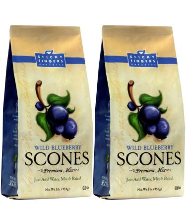 English Scone Mix, Wild Blueberry by Sticky Fingers Bakeries – Easy to Make English Scones Fresh Baked, Makes 12 Scones (2pk) 1 Pound (Pack of 2)
