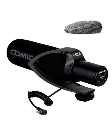 comica CVM-V30 PRO Camera Microphone Electric Super-Cardioid Directional Condenser Shotgun Video Microphone for Canon Nikon Sony Panasonic DSLR Camera with 3.5mm Jack (Black)