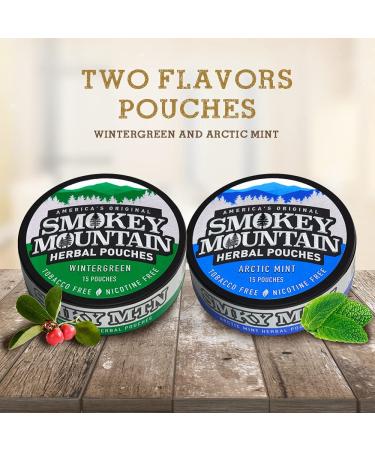Nicotine-Free Smokey Mountain Pouches - Wintergreen Flavor - 10 Cans, 15 Energy Pouches Per Can - Buy Online on GoSupps.com