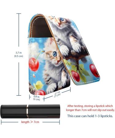 Shop Stylish Lipstick Case - Leather Organizer with Mirror & Cute Cat Pattern | Mini Lip Gloss Holder for Perfect Travel - Buy Online on GoSupps.com