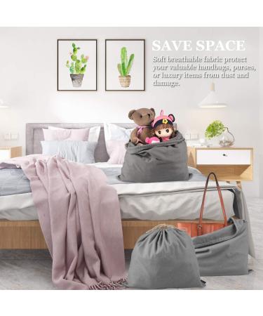 PlasMaller Dust Cover Storage Bags - Set of 3, 100% Cotton Flannel with Drawstring, for Handbags, Purses, Shoes & Boots - Grey - Buy Online on GoSupps.com