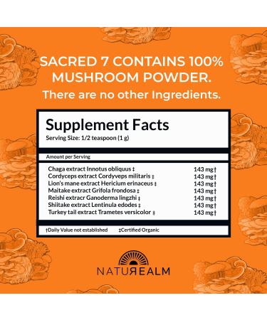 Naturealm Sacred 7 Mushroom Extract Powder 8 oz - Organic Herbal Nootropic Supplement - Buy Online on GoSupps.com