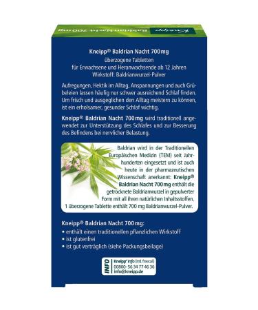Kneipp Valerian Night 700mg - 30 Tablets | Natural Sleep Aid | International Shipping Available - Buy Online on GoSupps.com