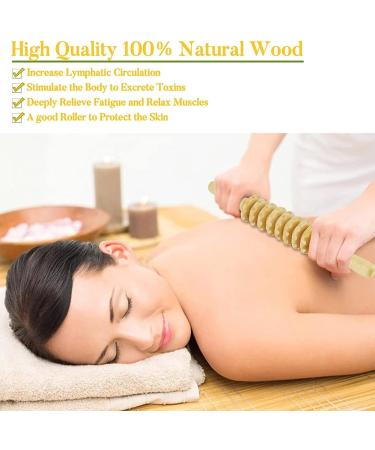 Premium Wood Massage Roller - Perfect Back Neck & Body Massager with Handle for Ultimate Relaxation | Ships Internationally - Buy Online on GoSupps.com