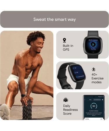 Fitbit Versa 4 Fitness Smartwatch | GPS | Daily Readiness | 24/7 Heart Rate | Sleep Tracking | 40+ Exercise Modes | Black/Graphite | One Size (S & L Bands) - Buy Online on GoSupps.com