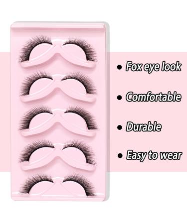 Shop Ahrikiss Fox Eye Wispy False Eyelashes Natural Faux Mink Cat Eye Lashes (5 Pairs) - International Shipping - Buy Online on GoSupps.com
