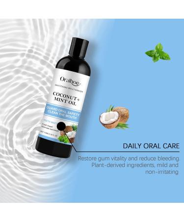  Orgrul Whitening Oil Mouthwash Natural Coconut Oil with Tongue Scraper Coconut Teething Oil and Peppermint Oil Mouthwash for Breath - Buy Online on GoSupps.com