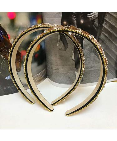 Fodattm Women Sparkle Rhinestone Crystal Wide-brimmed Headband Hairband High-grade Headwear Hair Hoop (Champagne) - Buy Online on GoSupps.com