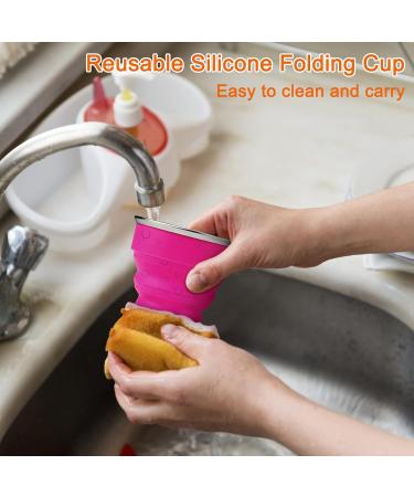 4 Pack Silicone Collapsible Travel Cup Set with Lid - Reusable & Expandable Drinking Mug for Camping and Hiking - Buy Online on GoSupps.com