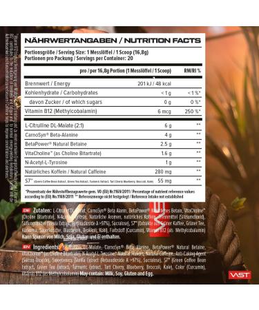 V8 Total Energy Pre Workout Booster - Vegan Sugar-Free Carnosyn & Betapower - 20 Portions (Orange Passion Fruit) - Made in Germany - Buy Online on GoSupps.com