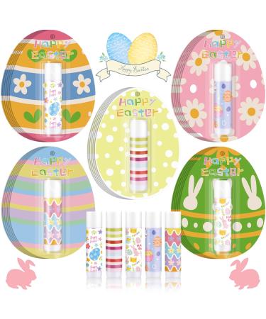 Leelosp 30 Pack Easter Lip Balm Bulk Easter Egg Basket Fillers Stuffers Gifts Natural Care Moisturizing Lip Balm for Family Party Favors Employee Appreciation Women Teachers Staff
