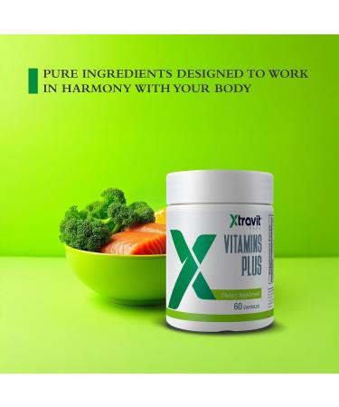 Xtravit Vitamins Plus Supplement - Natural Daily Men s & Women s Multivitamin with Iron Minerals Digestive Enzymes & Antioxidants for Energy Brain & Digestive Support - No Fillers 60 Capsules - Buy Online on GoSupps.com