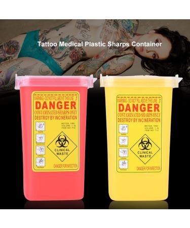 Tattoo Plastic Sharps Container 1L - Biohazard Needle Disposal Waste Box (YELLOW) - Buy Online on GoSupps.com