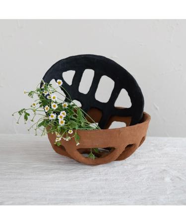 Handmade Paper Mache Basket | Black Decorative Accents | 13 x 13 x 5 by Creative Co-Op - Buy Online on GoSupps.com