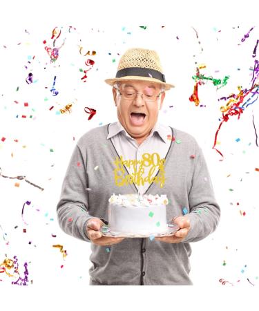 onehous Happy 80th Birthday Cake Topper Gold 80th Birthday Decoration Cake Topper 80th Birthday Cake Topper With Glitter Star Cupcake Topper Cake Decorations for Women Men 80th Birthday Decoration Gold 80th - Buy Online on GoSupps.com