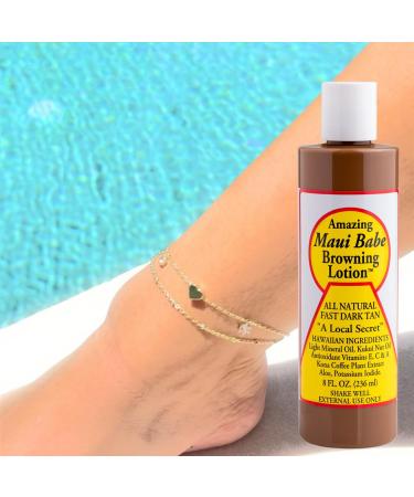 Maui Babe Browning Lotion 8 fl oz Tanning Lotion & Anklet Hawaiian Dark Tanning Formula for a Deep Sun-Kissed Glow Moisturizing Outdoor Tanner for Smooth Hydrated Skin - Buy Online on GoSupps.com