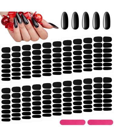 20 Sheets 280 Pieces Black Nail Wraps Self-Adhesive Full Cover Nail Art Decals Nail Polish Stickers False Nail Decals Manicure Stickers with 2 Pieces Nail Files for Girls Women (Cool Style)