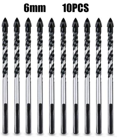 Pack of 10 Masonry Drill Bits 6 mm Tungsten Carbide Drill Bit Set Concrete Drill Bit Set for Porcelain Tiles Concrete Brick Glass Wood (10 10 pieces. - Buy Online on GoSupps.com