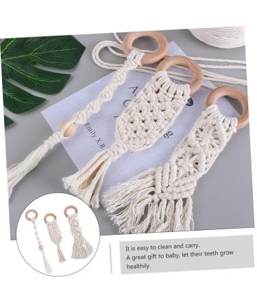 Ibasenice 3 Pcs Wooden Bite Toys for Toddlers - Cotton Rope Molar Grinding Sticks - Safe Beech Teething Toys Online - Buy Online on GoSupps.com