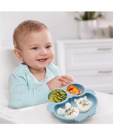 BPA-Free Silicone Baby Suction Plate for Toddlers - Dishwasher & Microwave Safe - Blue - Buy Online on GoSupps.com