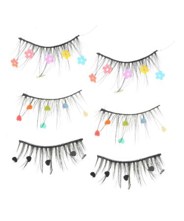 minkissy 3 Pairs sequin false eyelashes fake lashes natural pride makeup lashes with color colored lashes false lashes glitter sequins eyelashes Miss cosplay Imitation flower stickers
