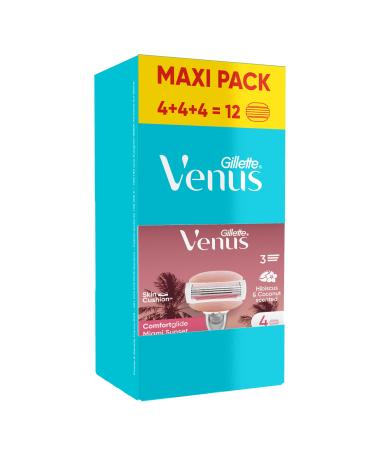 Gillette Venus Miami Sunset ComfortGlide 3x4 Razor Refills for Women 3 Blades and 2 Moisturizing Bars for a Gentle Shave Wit