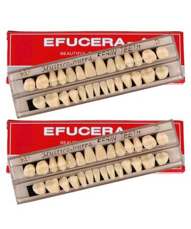 56 Pieces False Teeth  2 Sets Whole Teeth Synthetic Polymer Denture Teeth  23 Shade A3 Upper + Lower Dental Materials for Replacement  DIY  or Halloween