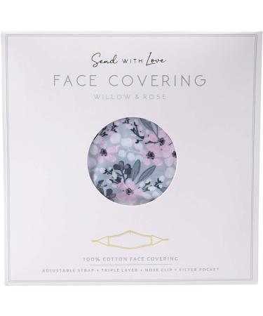 Willow & Rose Grey Floral Design Reusable Face Covering | 100% Cotton | Nose Wire | Gift Boxed | GB05621 - Buy Online on GoSupps.com