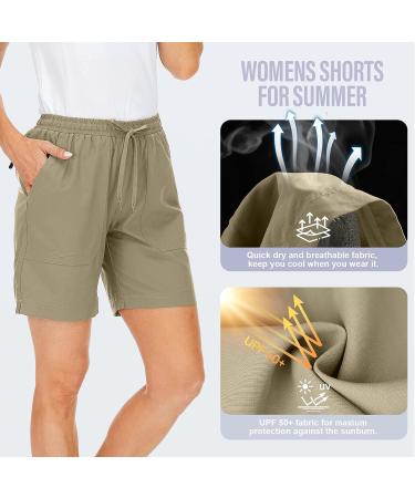 Asfixiado Women's Quick Dry Hiking Cargo Shorts - X-Large Khaki | Lightweight Summer Shorts for Outdoor Travel with Zipper Pockets - Buy Online on GoSupps.com