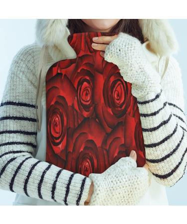 Red Roses Hot Water Bottle | Cozy Fluffy Cover | 2L Pain Relief for Back Neck & Shoulders - Buy Online on GoSupps.com
