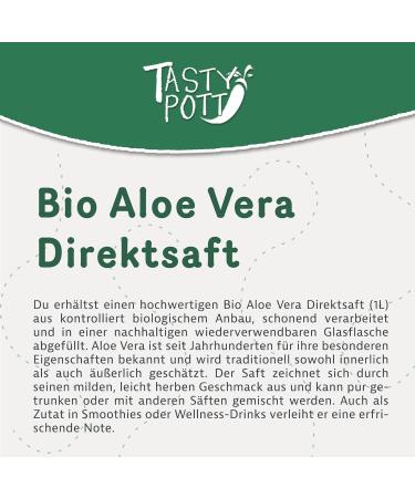  TASTY POTT Tasty Pott Organic Aloe Vera Direct Juice | Aloverose | Natural Dead Plant Juice | Vegan Nutrition | Vitamin-Rich | Fruit Juice | In a 1000ml Glass Bottle (6 - Buy Online on GoSupps.com