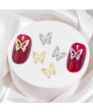 20 Pcs Butterfly Nail Stones | 3D Nail Art Decoration | Metal Nail Art Edelstones for Women & Girls | Handicraft Jewelry - Buy Online on GoSupps.com