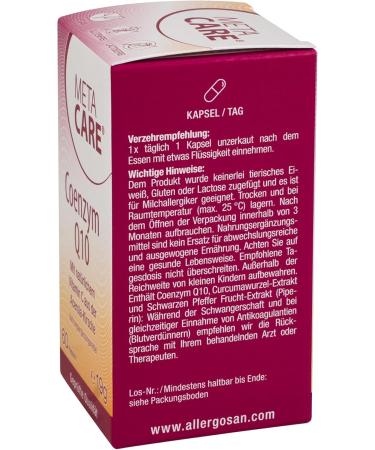 Meta Care Coenzyme Q10 - Natural Vitamin C from Acerola Cherry - 60 Vegan Capsules with Black Pepper Extract for Maximum Absorption - Buy Online on GoSupps.com