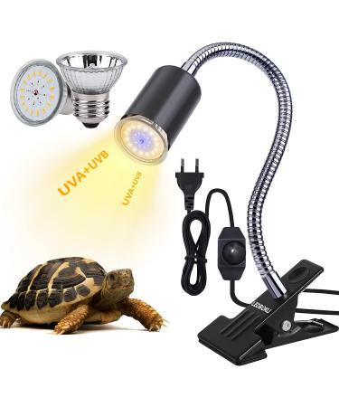 LEDBOCLI TILD TIRD HEATHING HEATHING HEAT HEAT light bulbs for aquarium reptile with clip E27 50W lamps holder UVB 360 for reptiles lizards turtle snakes pet habitat 3.5W+50W
