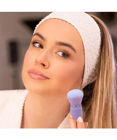 Retractable Foundation Brush Compact Powder Brush - Portable Face Brush with Lid for Foundation Blush Bronzer & Powder Travel Friendly purple - Buy Online on GoSupps.com