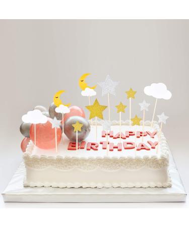 72 Pieces Glitter Star Moon Cupcake Toppers Moon Star White Clouds Cake Toppers Cake Decoration for Birthday Party Baby Shower Wedding Christmas Valentine's Day - Buy Online on GoSupps.com