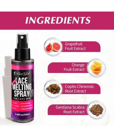 Lace Melting Spray for Wigs-GlueLess Hair Adhesive for Wigs-Long Lasting Formula with Protecting Edges Gives Undetectable and Natural Look 4.06 fl oz BeaGirl-1056 - Buy Online on GoSupps.com