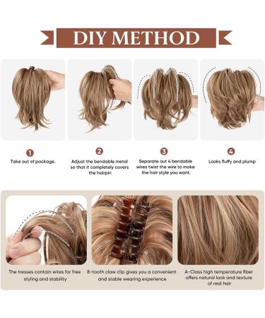 Ponytail Extensions Fake Blonde Hair False Pigtail for Women Synthetic Claw Clip In Ponytail Hair Extensions Diy Hairpiece Hair Bun for Women(1B 171T60) - Buy Online on GoSupps.com