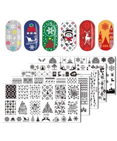 Lurrose Christmas Nail Stamps - 5 Pcs Festive Motifs | Tree Snowflake & Moose Nail Art Stencils for Women & Girls - Buy Online on GoSupps.com