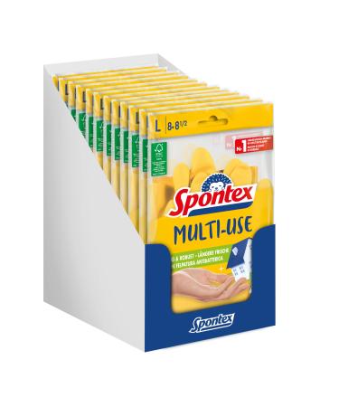 Spontex Multi Use 12 pairs of household gloves with fresh protection and FSC naturelatex inside with cotton flock size L (12 x 1 pair) L multi-use