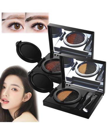 FLLUOUZH 2 in 1 Eyebrow & Eyeliner Cream with Stamp MultiFunctional DoubleHeaded Eyeliner Stamp Double Color Waterproof Brow Powder & Eyeliner Cream Eyebrow Stencil Kit Gray+Brown