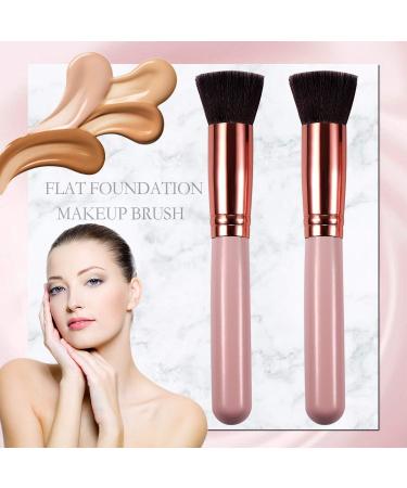 Vtrem Foundation Makeup Brush 2 Pieces Flat Top Kabuki Brushes with Premium Synthetic Dense Bristles Perfect For Blending Liquid Cream or Flawless Powder Cosmetics Buffing Stippling Concealer - Buy Online on GoSupps.com