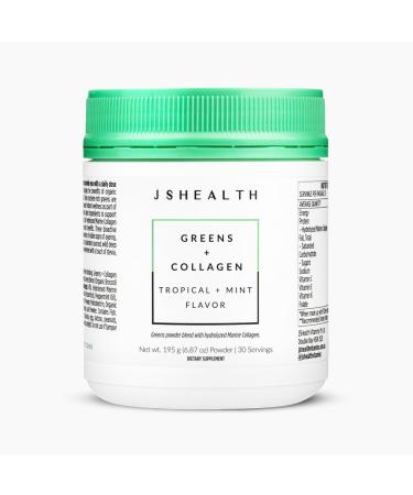 JSHealth Super Greens Powder - Greens & Collagen Powder - Superfood Powder with Marine Collagen Peptides Vitamins & Veggies 30 Servings