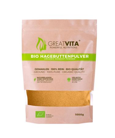 MeaVita Organic Rosehip Powder, Raw Vegetable Quality, Gluten Free, 1 Pack (1 x 1000 g)