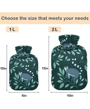 Naanle Palm Leaf Lemurs 2L Hot Water Bottle - Transparent Large Heating Pad for Pain Relief & Therapy - Ideal for Bed Hand and Foot Comfort - Buy Online on GoSupps.com
