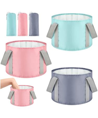 3 Pieces Collapsible Portable Foot Soak Tub Soaking Foot Bath Basin Multifunctional Foldable Bucket Washing Camping Pedicure Bowl Outdoor Water Container for Fishing Hiking Spa Travel  3 Colors  14 L