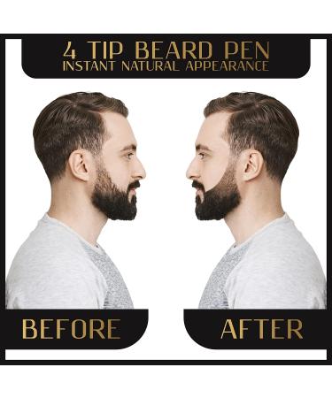 BARDAE Beard Pencil Filler for Men - Long Lasting Water and Sweat Proof Beard Pen - Instant Natural Look - 4 Tip Applicator Design - Black - Buy Online on GoSupps.com