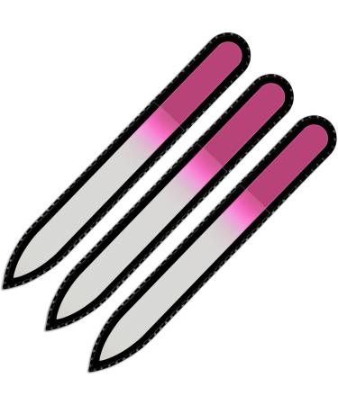 Mont Bleu Colour Crystal Nail File in Black Pouch - Czech Tempered Glass - Handmade in Czech Republic set of 3 Magenta Pink - Buy Online on GoSupps.com